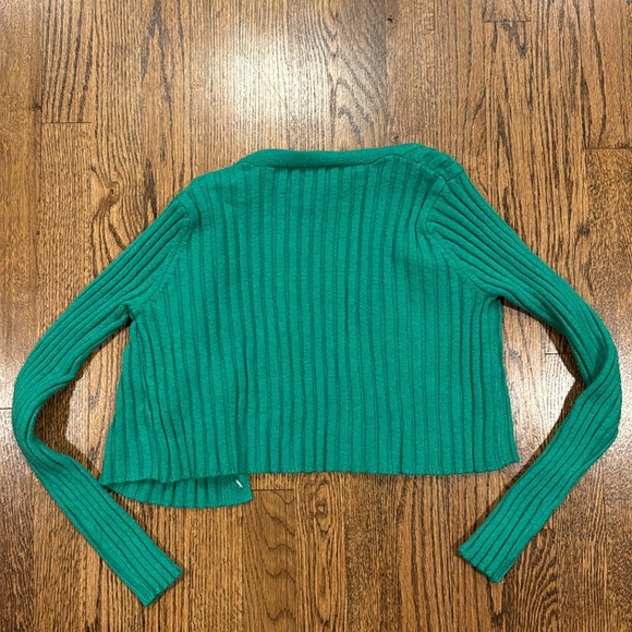Edit by Nine green cropped ribbed cardigan sweater size small with SHEIN top - Picture 5 of 10